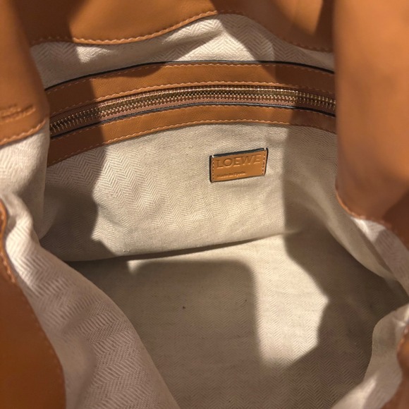 LOEWE Medium Flamenco Clutch Shoulder Bag Nappa Calfskin Leather Tan‎ Brown - Picture 9 of 16